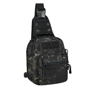 NEW Sling Bag Backpack Military Shoulder Bag Men's Black Camo Tactical Crossbody
